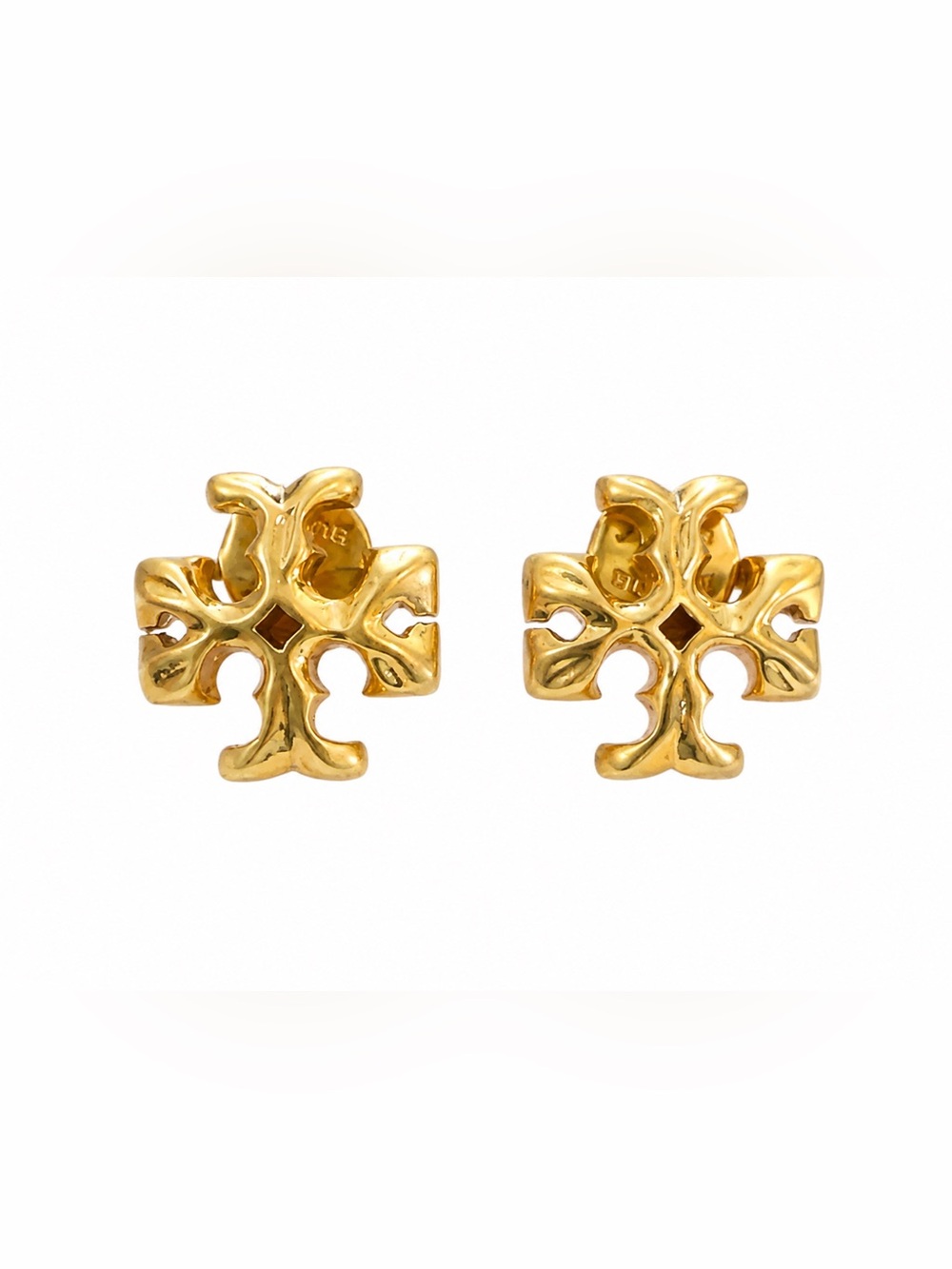 Tory Burch Gold Tone Logo Stud Earrings 1/2” Gold Tone